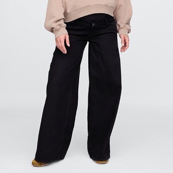 GAP Maternity Black Flare Wide-Leg Jeans - Picture 1 of 6